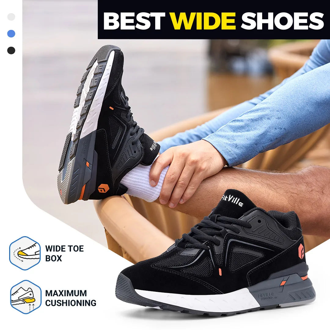FitVille Men’s Walking Shoes – Extra Wide Lightweight Sneakers for Flat Feet-HighTouch