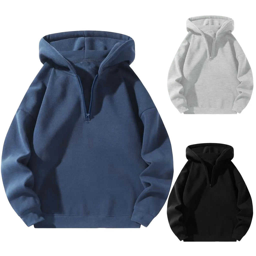 Oversized Half-Zip Hoodie Men-HighTouch