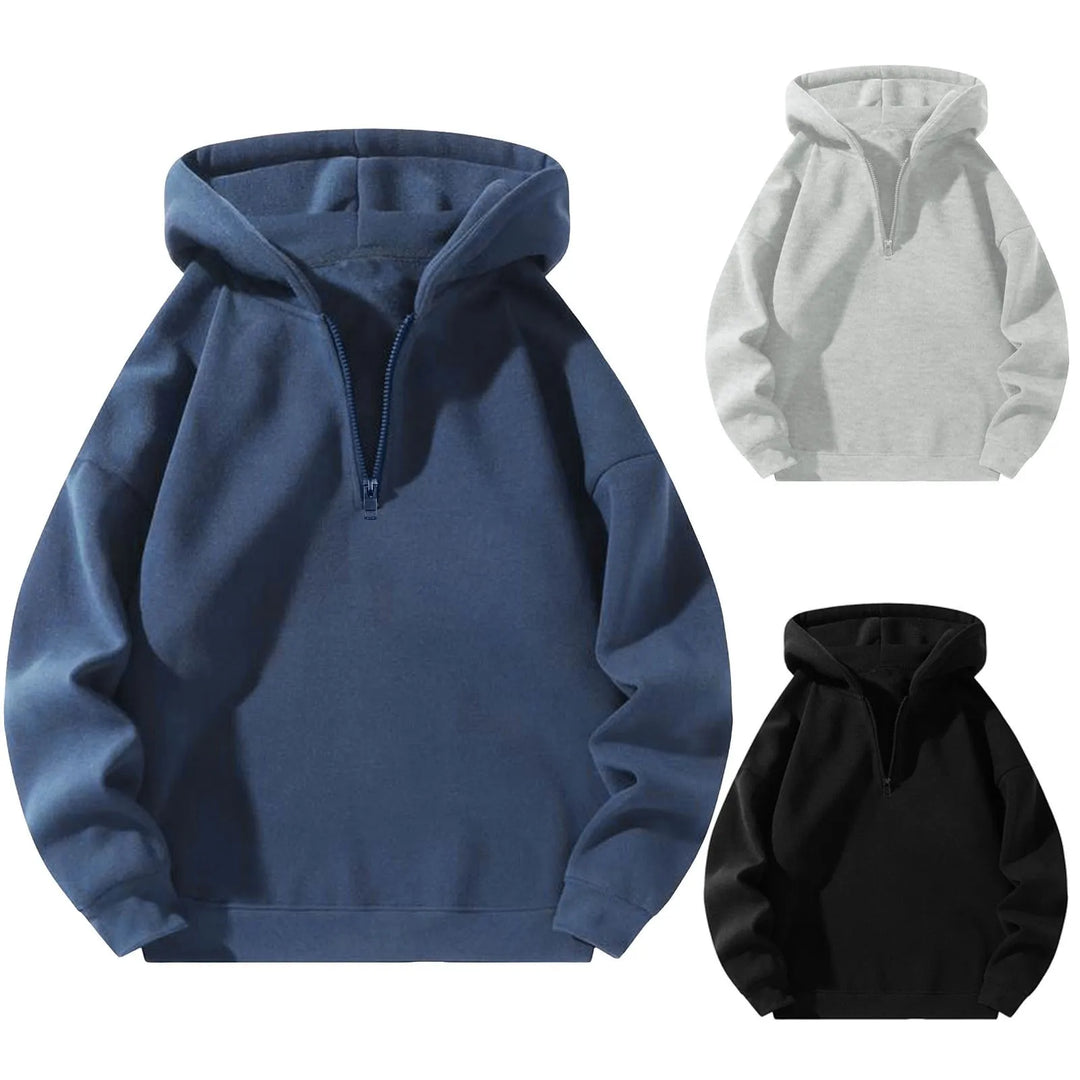Oversized Half-Zip Hoodie Men-HighTouch