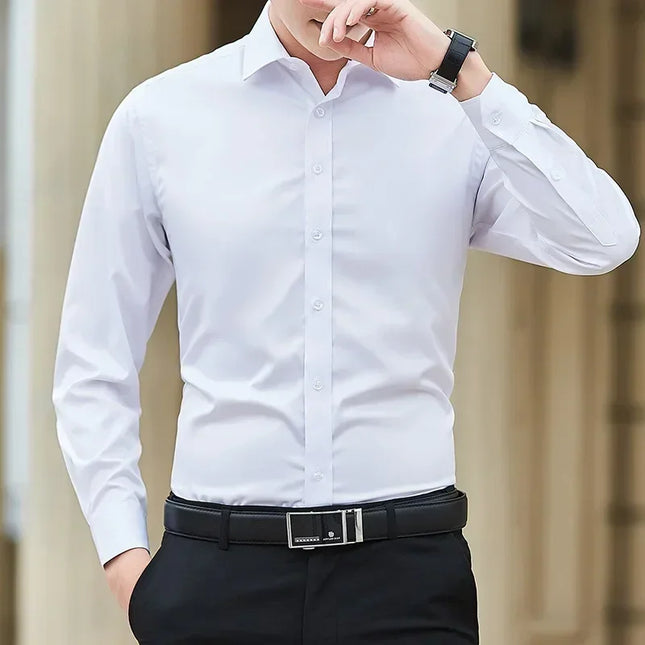 Men’s Big & Tall Business Shirt – Solid Color Long Sleeve (up to 8XL)