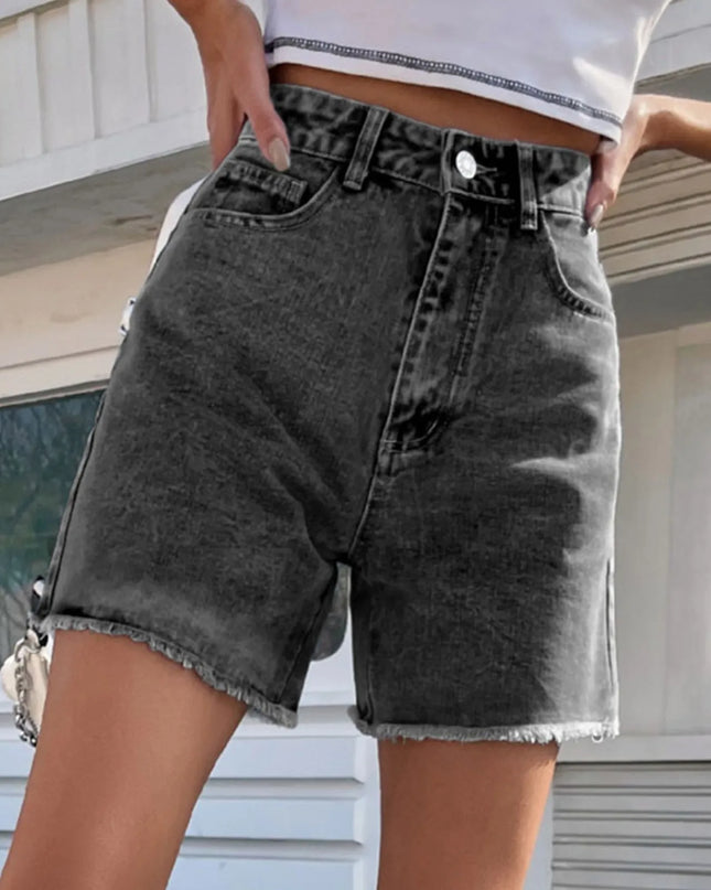 High‑Waist Baggy Half‑Length Denim Shorts – Lightweight