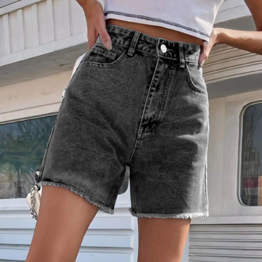 High‑Waist Baggy Half‑Length Denim Shorts – Lightweight-HighTouch