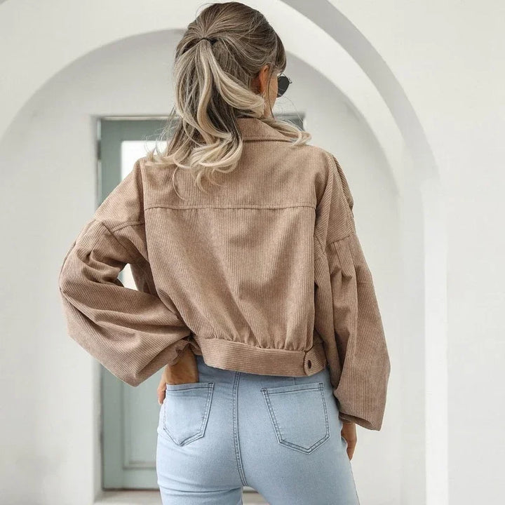 Women’s Corduroy Cropped Overshirt with Boxy Fit