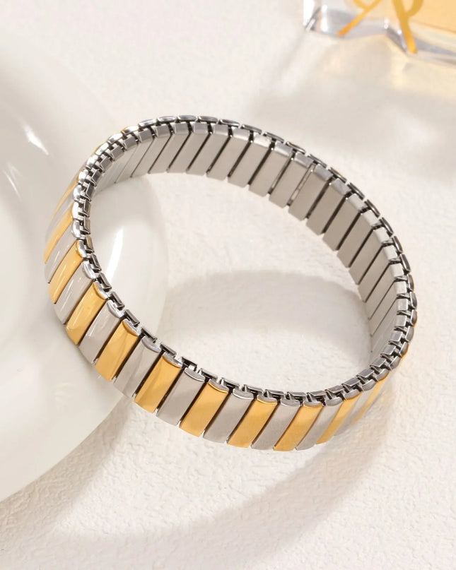 Gold Colour Titanium Steel Heart Elastic Bracelet