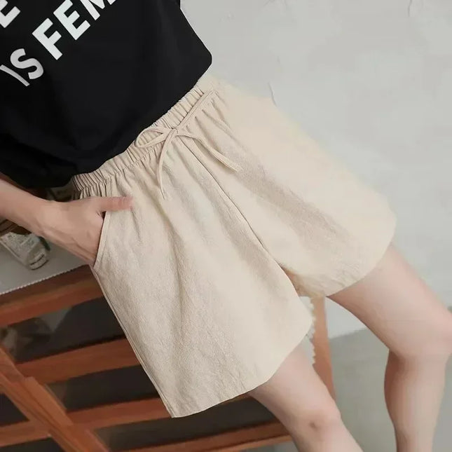Women’s Cotton‑Linen Wide‑Leg Beach Shorts