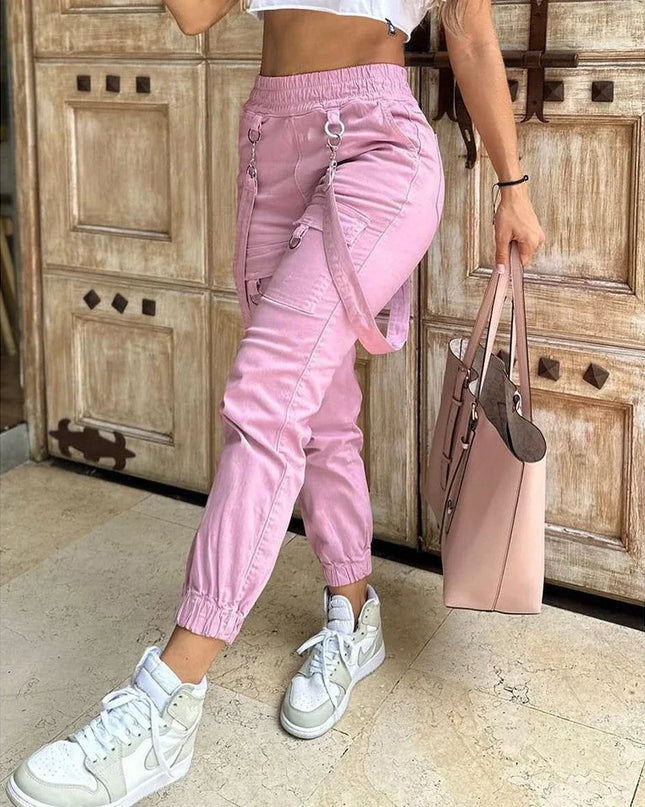 Women’s High-Waist Street Cargo Pants – Loose Wide-Leg Trousers with Pockets