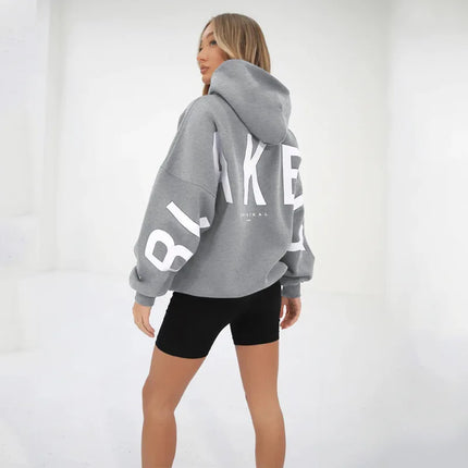 European American Fashion Printed Thick Loose Hoodie