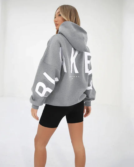 European American Fashion Printed Thick Loose Hoodie