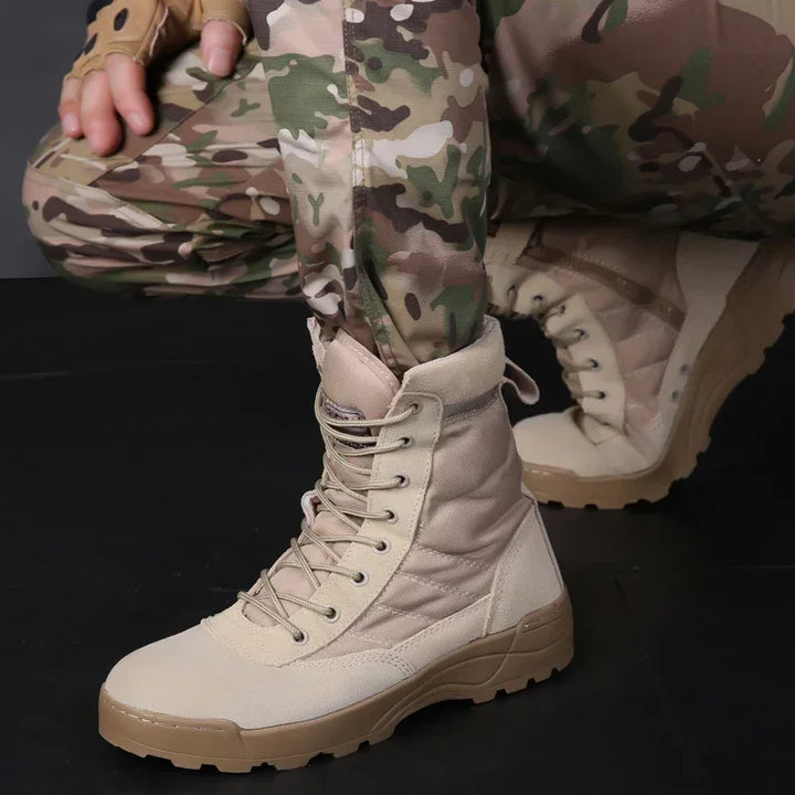 Men’s High-Top Breathable Leather & Mesh Tactical Combat Boots-HighTouch