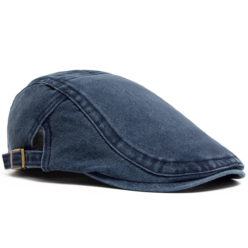 Vintage Cotton Beret / Flat Visor Cap – Unisex Adjustable Style-HighTouch