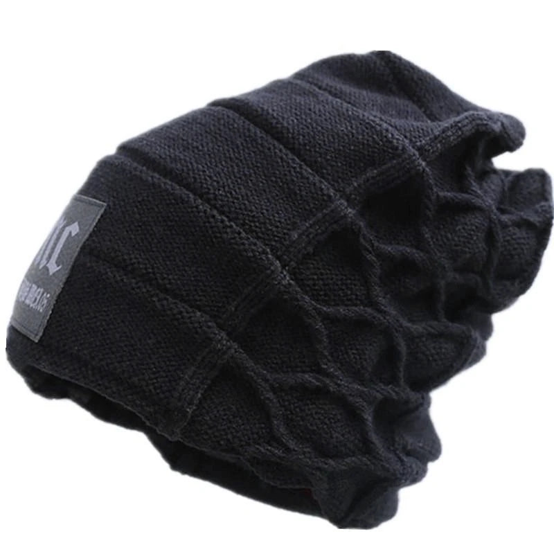 NC Letter Fur-Lined Unisex Knitted Winter Beanie-HighTouch