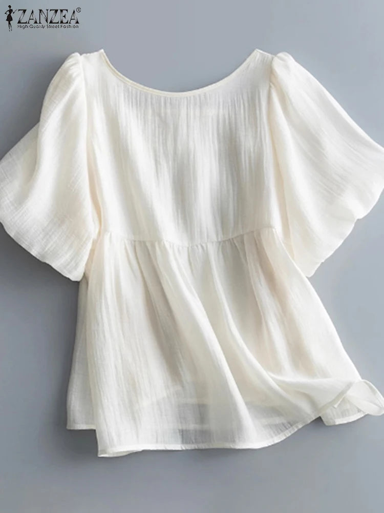 Square Neck Puff Sleeve Blouse-HighTouch