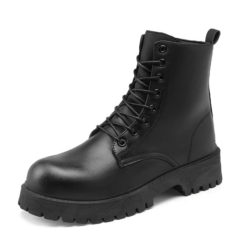Unisex High-Top Thick-Sole Leather Boots
