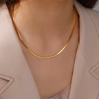 Gold Colour Stainless Steel Snake Chain Necklace-HighTouch