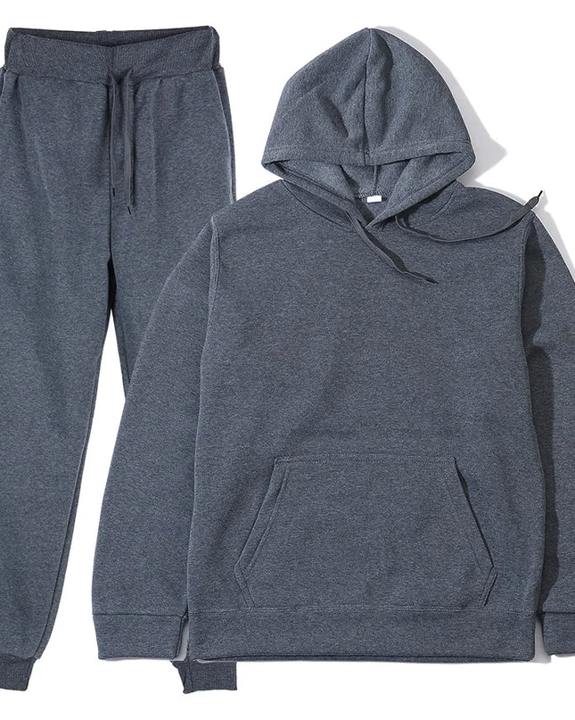 Men’s Solid Color Hoodie & Jogger Tracksuit Set