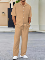 Men’s Summer Business Casual Set – Classic Shirt & Trousers-HighTouch