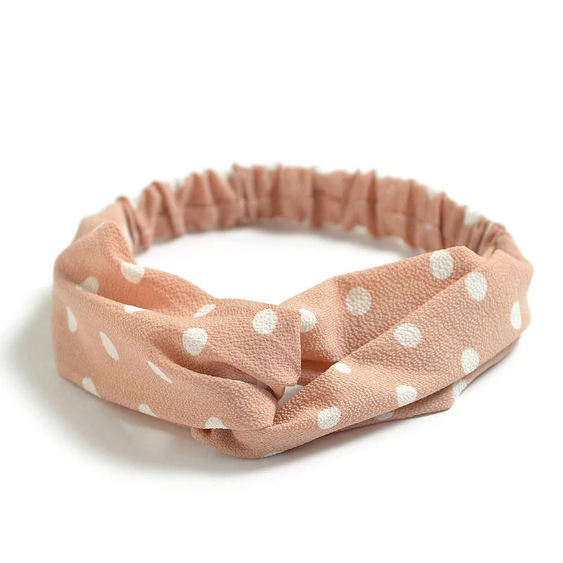 Vintage Boho Printed Cross Turban Headband – Wide Stretchy Fabric Band