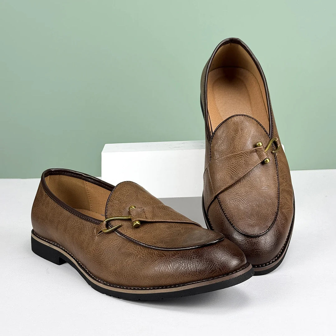 Men's Leather Bit Loafers | Classic Horsebit Dress Slip-On Shoes