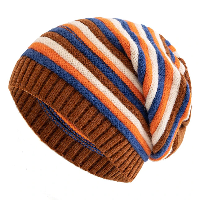 Stripes Knitted Slouchy Winter Beanie for Women