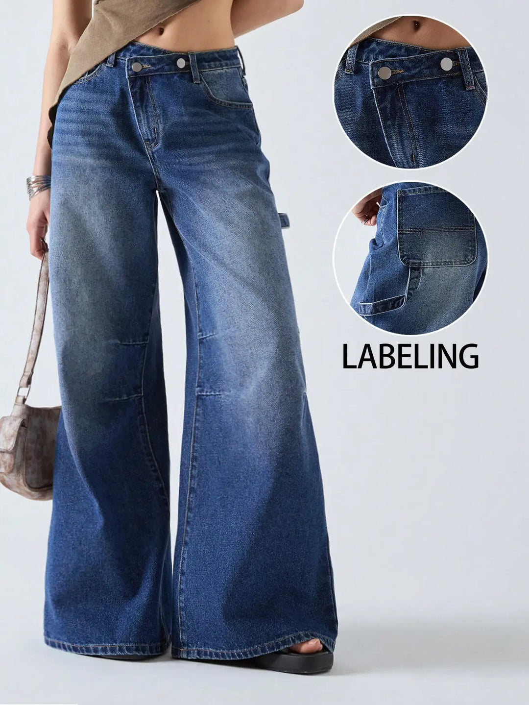 Women’s American Retro Wide-Leg Jeans High-Waist Denim Pants-HighTouch