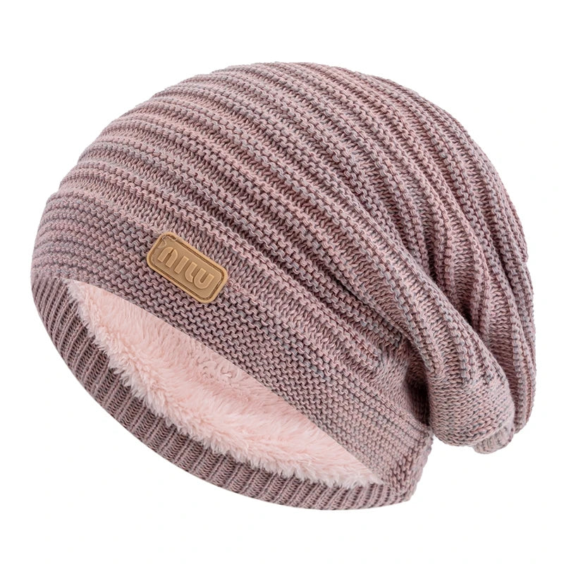 Unisex Striped Slouchy Winter Beanie-HighTouch