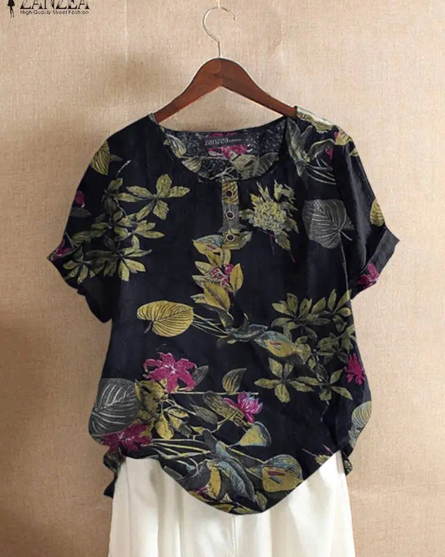 ZANZEA Floral Cotton Tunic – Summer Casual Caftan Top