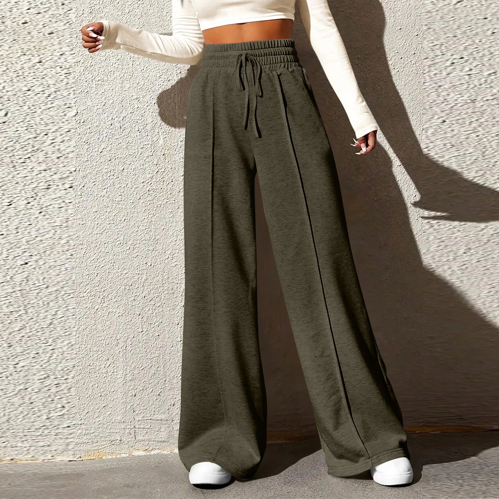 High‑Waisted Drawstring Wide‑Leg Sweatpants – Casual, Comfy & Chic