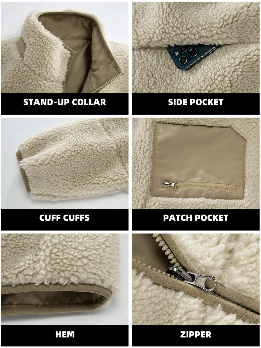 Oversized Sherpa Fleece Jacket Men-HighTouch