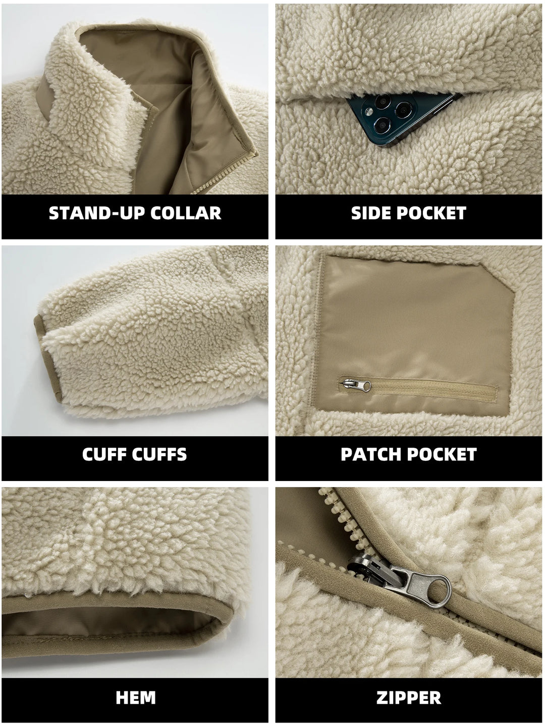 Oversized Sherpa Fleece Jacket Men-HighTouch