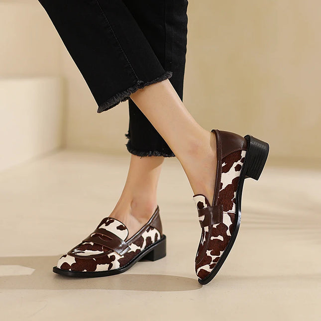 Slip-On Moccasins with Block Heel