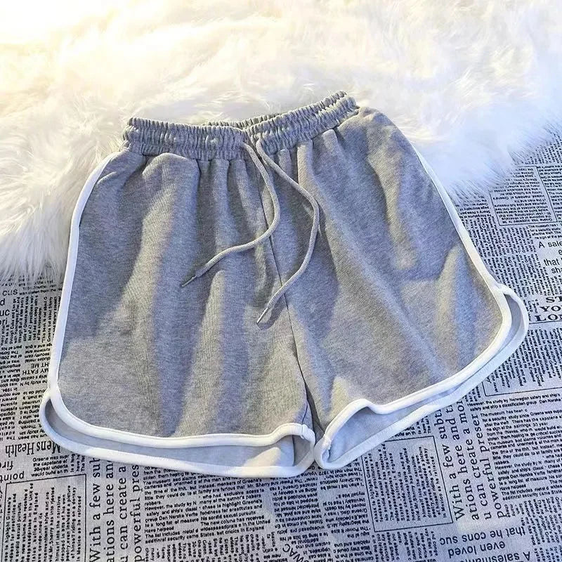 Korean-Style Striped Wide-Leg Sports Shorts – Loose for Summer-HighTouch