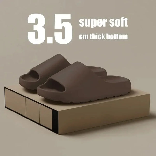 Cloud‑Style Thick‑Sole EVA Slides – Plush Cocoa Comfort for Beach or Home