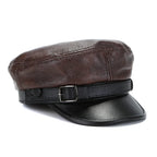 Luxury Genuine Leather Captain / Military Peaked Cap – Unisex Adjustable Black-HighTouch