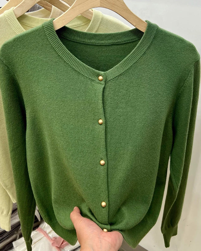Cozy Chic Long‑Sleeve Open‑Front Knit Cardigan – For Spring & Autumn