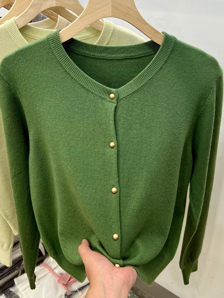 Cozy Chic Long‑Sleeve Open‑Front Knit Cardigan – For Spring & Autumn-HighTouch