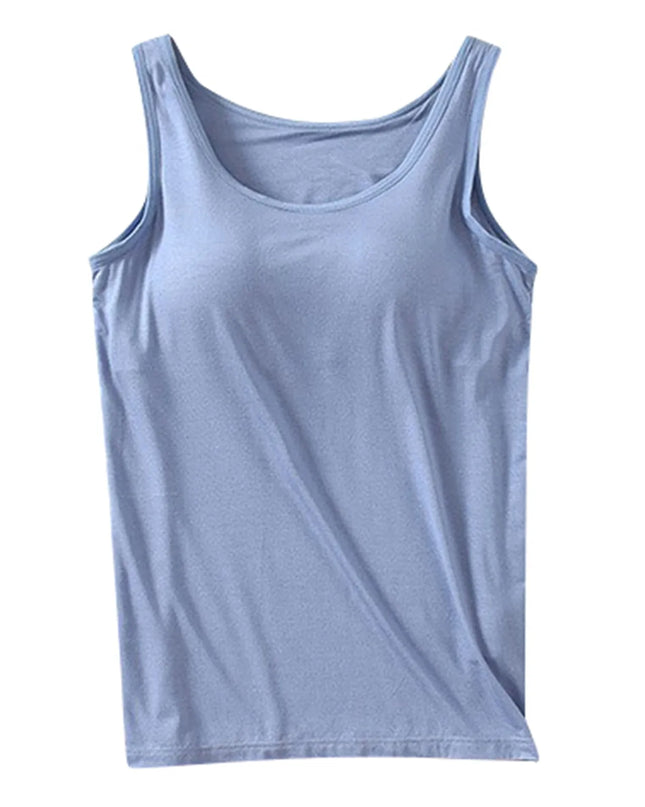 Plus-Size Tank Top with Built-In Bra – Sleek & Supportive Summer Camisole