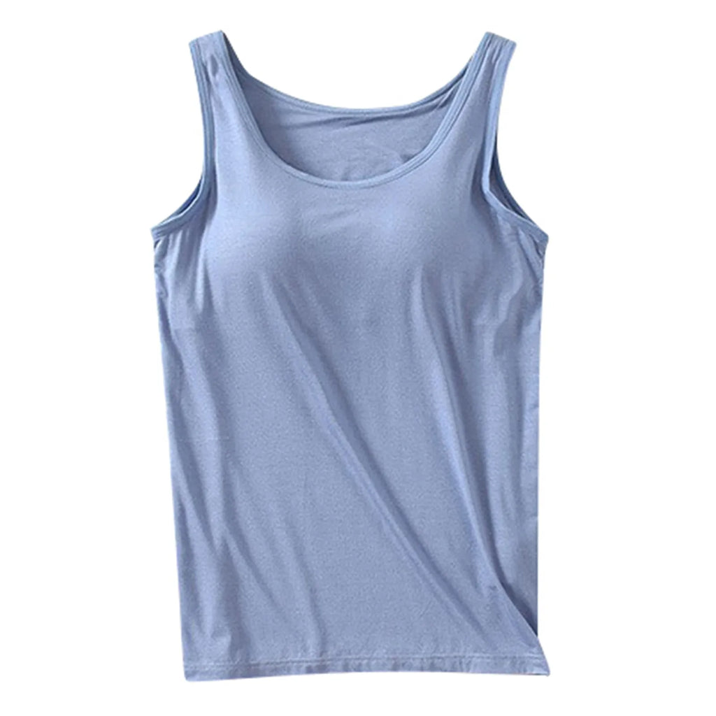 Plus-Size Tank Top with Built-In Bra – Sleek & Supportive Summer Camisole-HighTouch