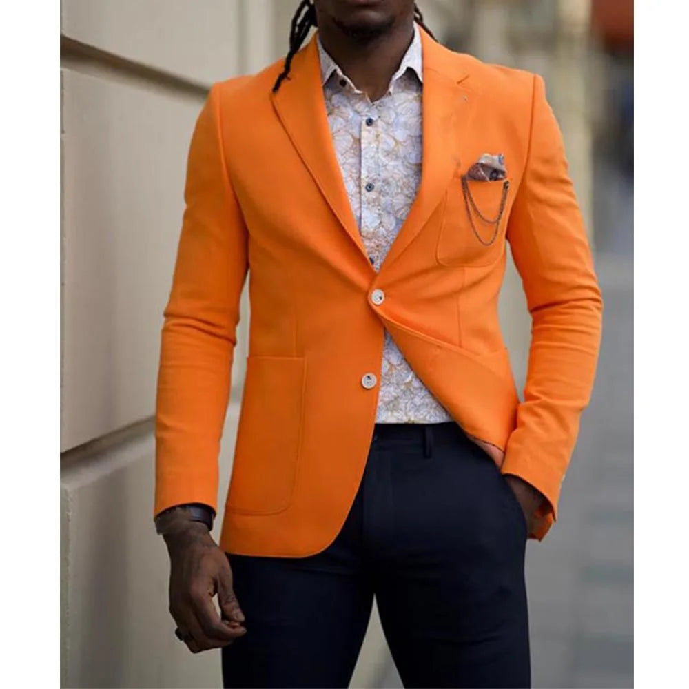 Men’s Single-Breasted Slim Solid Blazer – Big Pocket Casual Suit Jacket-HighTouch