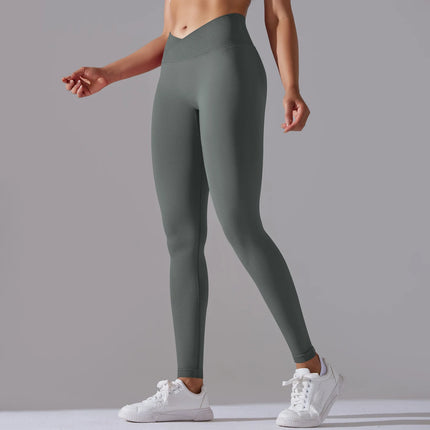 Women’s Seamless High-Waisted Cross-Over Scrunch-Butt Leggings – Lift & Shape