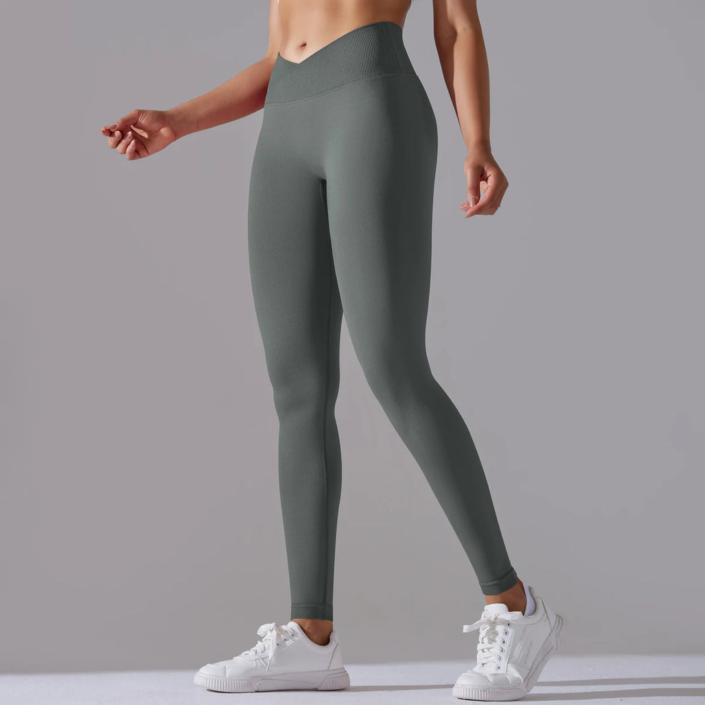 Women’s Seamless High-Waisted Cross-Over Scrunch-Butt Leggings – Lift & Shape-HighTouch