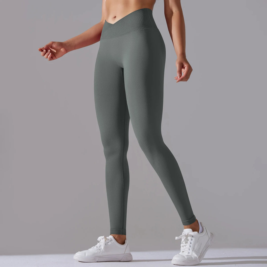 Women’s Seamless High-Waisted Cross-Over Scrunch-Butt Leggings – Lift & Shape-HighTouch