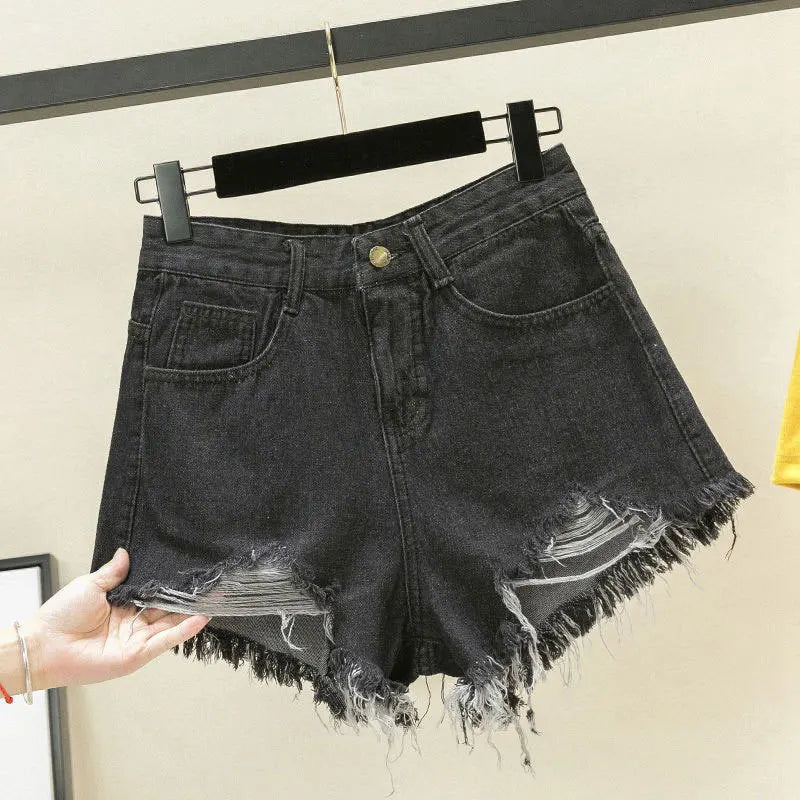 Wurry A-Line Denim Shorts for Women – Korean Loose Fit Summer Hot Pants