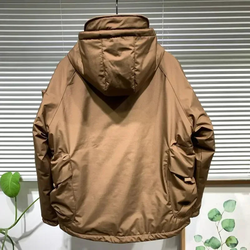 Giacca con cappuccio da uomo in cotone a mezza zip