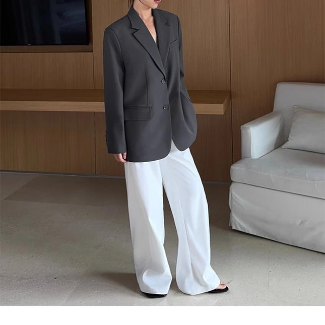 High-Waisted Wide-Leg Suit Pants – Multicolor Office Trousers for Women