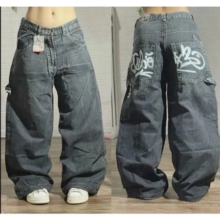 Oversized Print Baggy Jeans – Y2K Harajuku Wide-Leg Streetwear