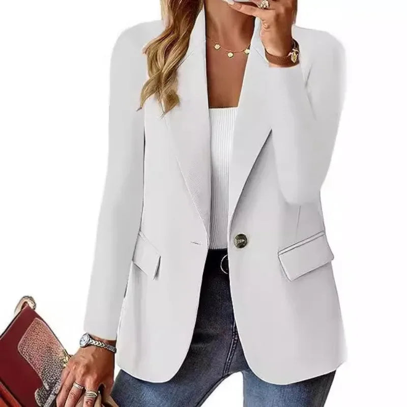 Women’s Casual Solid Blazer – Long Sleeve Turn-Down Collar Suit Coat