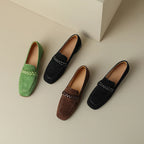 Cowhide Leather Square-Toe Women’s Loafers-HighTouch
