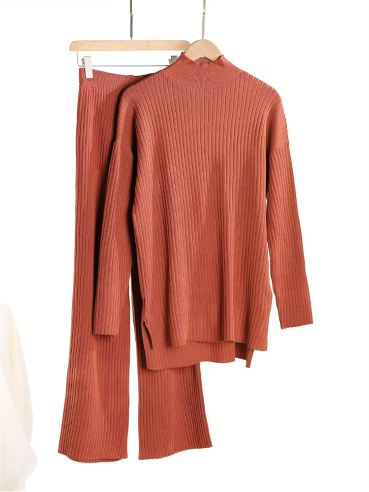 Stylish Women’s Knit Turtleneck Set – 2-Piece Outfit-HighTouch