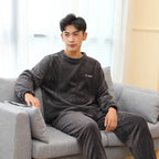 Thick Coral Velvet 2-Piece Pajama Set Men-HighTouch