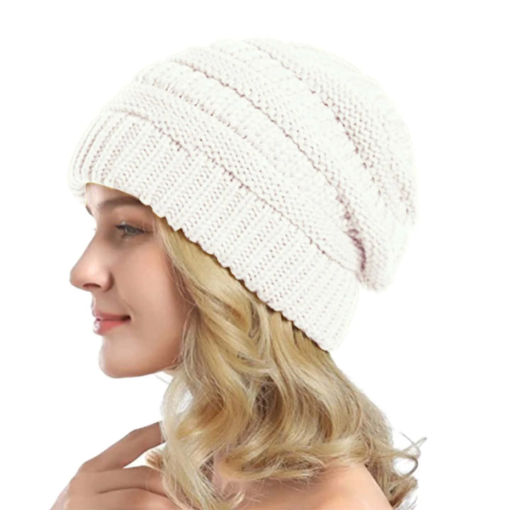 Chunky Wool Cuffed Knit Beanie-HighTouch